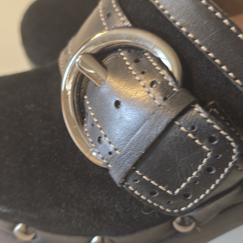 Liz Claiborne Black Suede Mules with Buckle - Picture 7 of 10